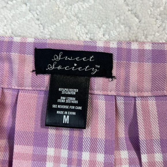 Sweet Society pink purple plaid pleated mini skirt from Hot Topic M - Picture 6 of 7